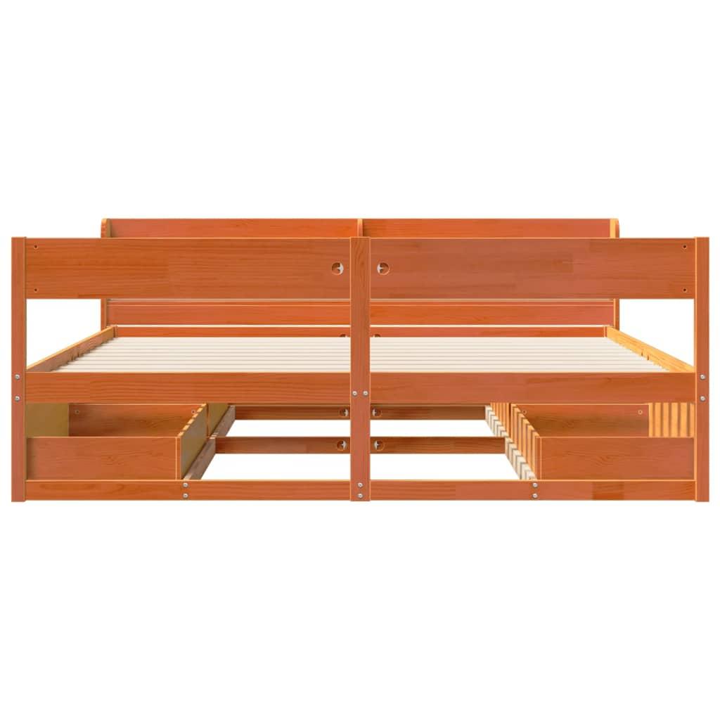 Sengeramme uden madras 200x200 cm massivt fyrretræ gyldenbrun