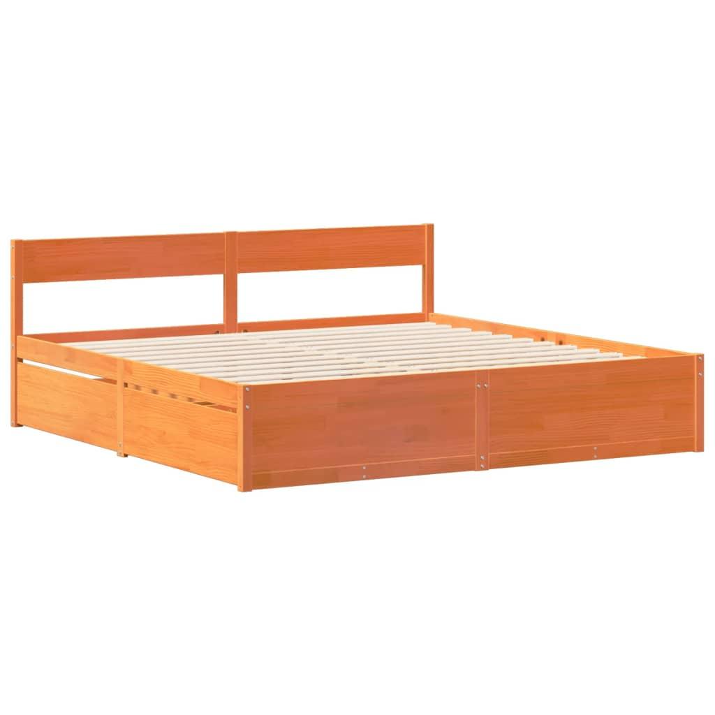 Sengeramme uden madras 200x200 cm massivt fyrretræ gyldenbrun