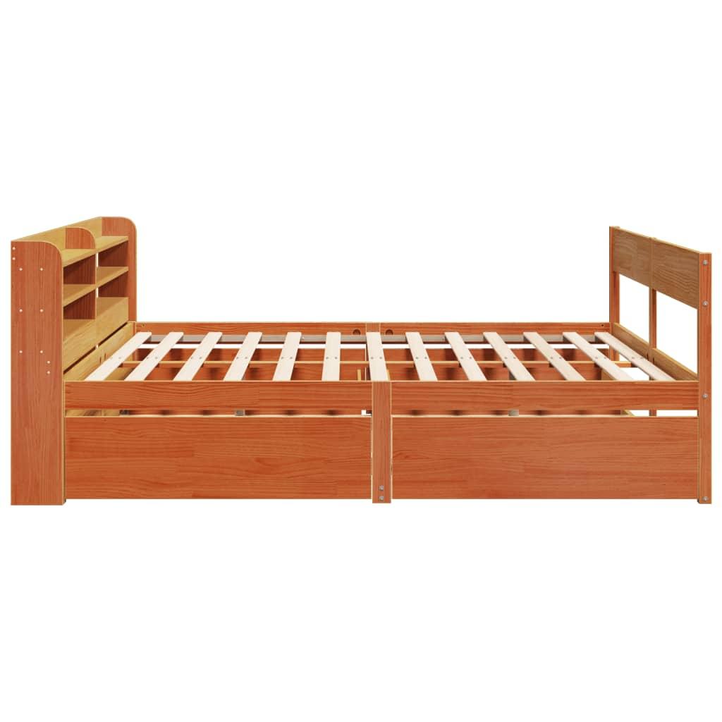 Sengeramme uden madras 200x200 cm massivt fyrretræ gyldenbrun