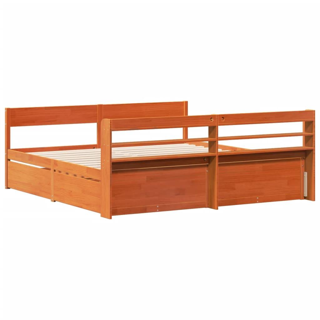 Sengeramme uden madras 200x200 cm massivt fyrretræ gyldenbrun