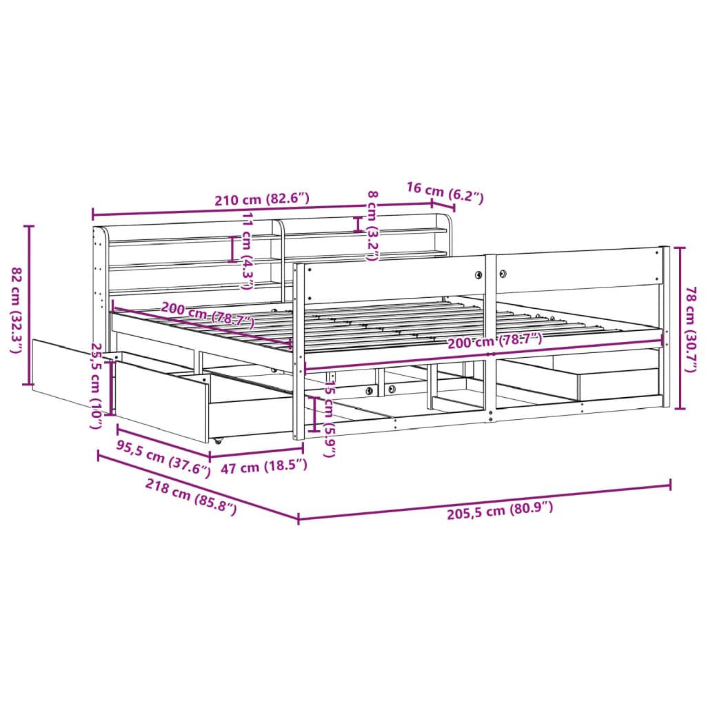 Sengeramme uden madras 200x200 cm massivt fyrretræ gyldenbrun