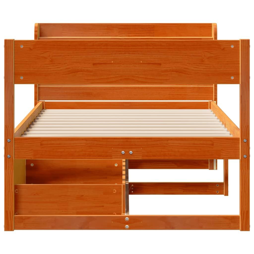 Sengeramme uden madras 90x200 cm massivt fyrretræ gyldenbrun