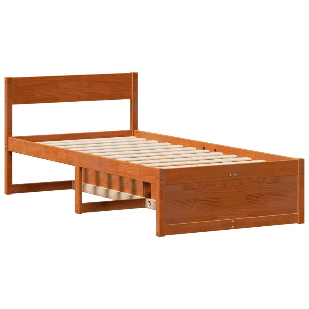 Sengeramme uden madras 90x200 cm massivt fyrretræ gyldenbrun