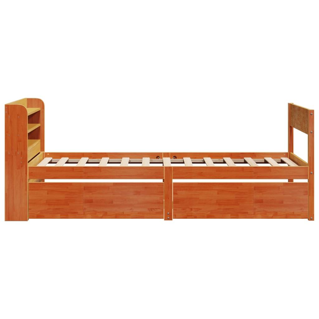 Sengeramme uden madras 90x200 cm massivt fyrretræ gyldenbrun