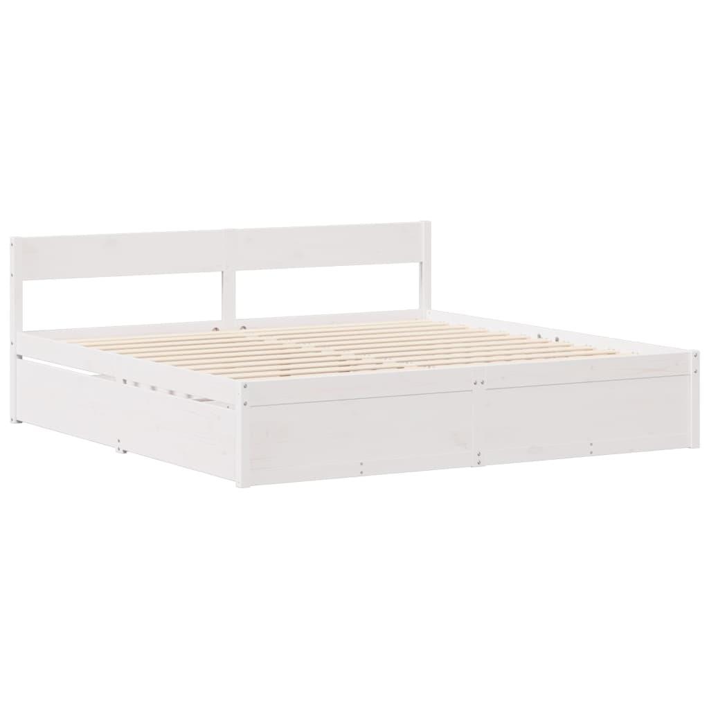 Sengeramme uden madras 135x190 cm massivt fyrretræ hvid