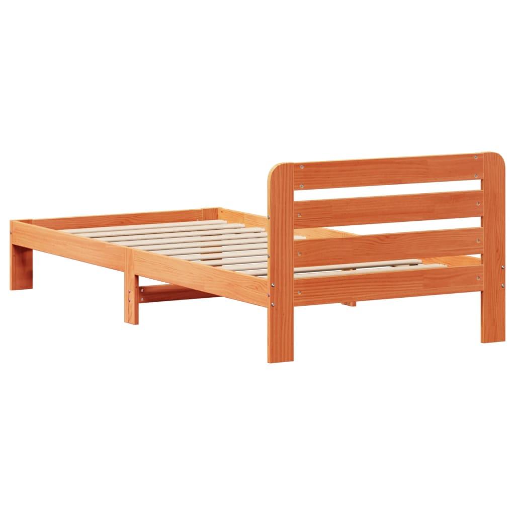 Sengeramme uden madras 100x200 cm massivt fyrretræ gyldenbrun