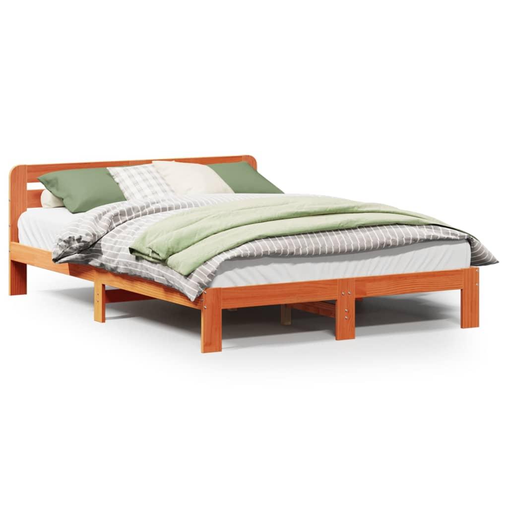 Sengeramme uden madras 140x200 cm massivt fyr gyldenbrun