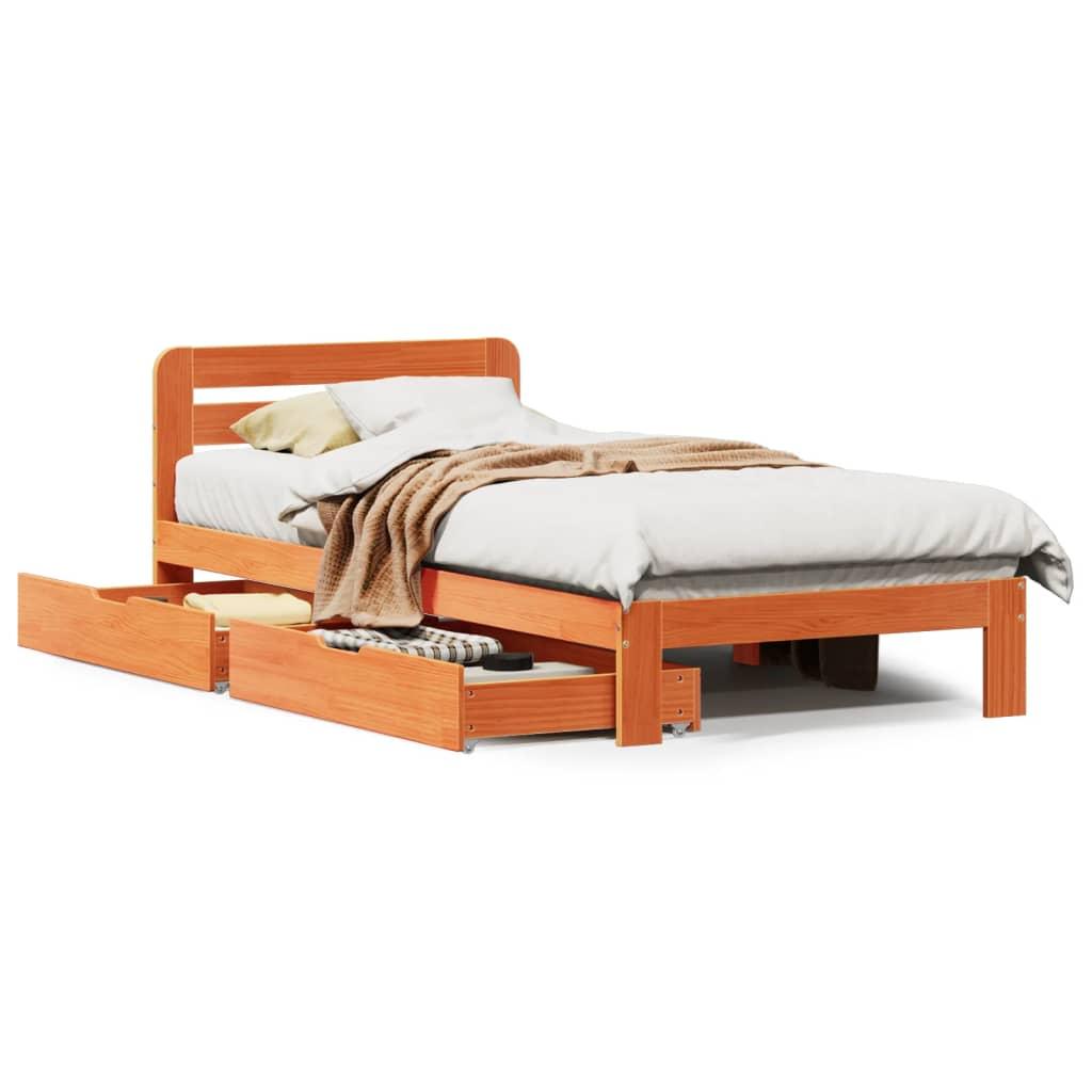 Sengeramme uden madras 90x200 cm massivt fyrretræ gyldenbrun