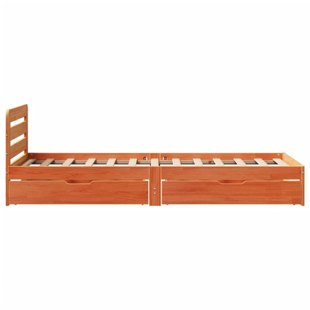 Sengeramme uden madras 90x200 cm massivt fyrretræ gyldenbrun