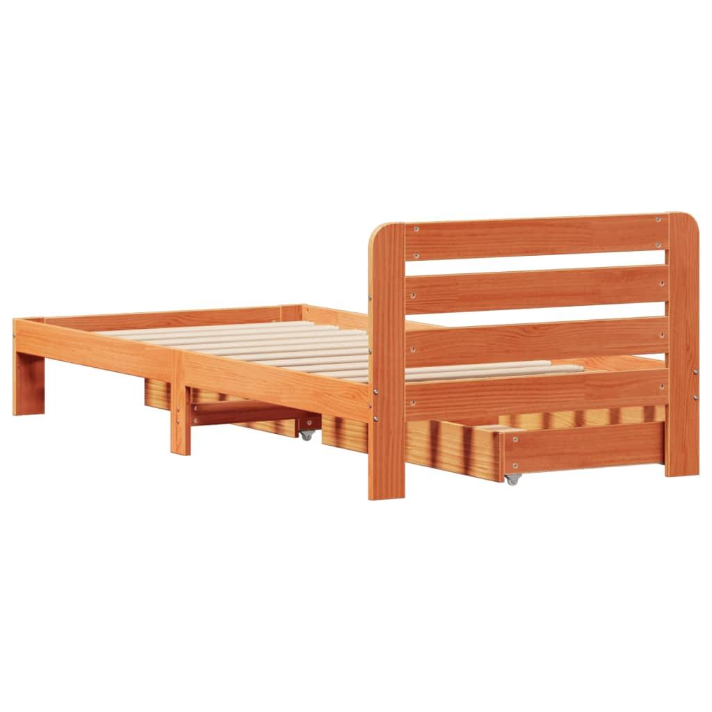 Sengeramme uden madras 90x200 cm massivt fyrretræ gyldenbrun