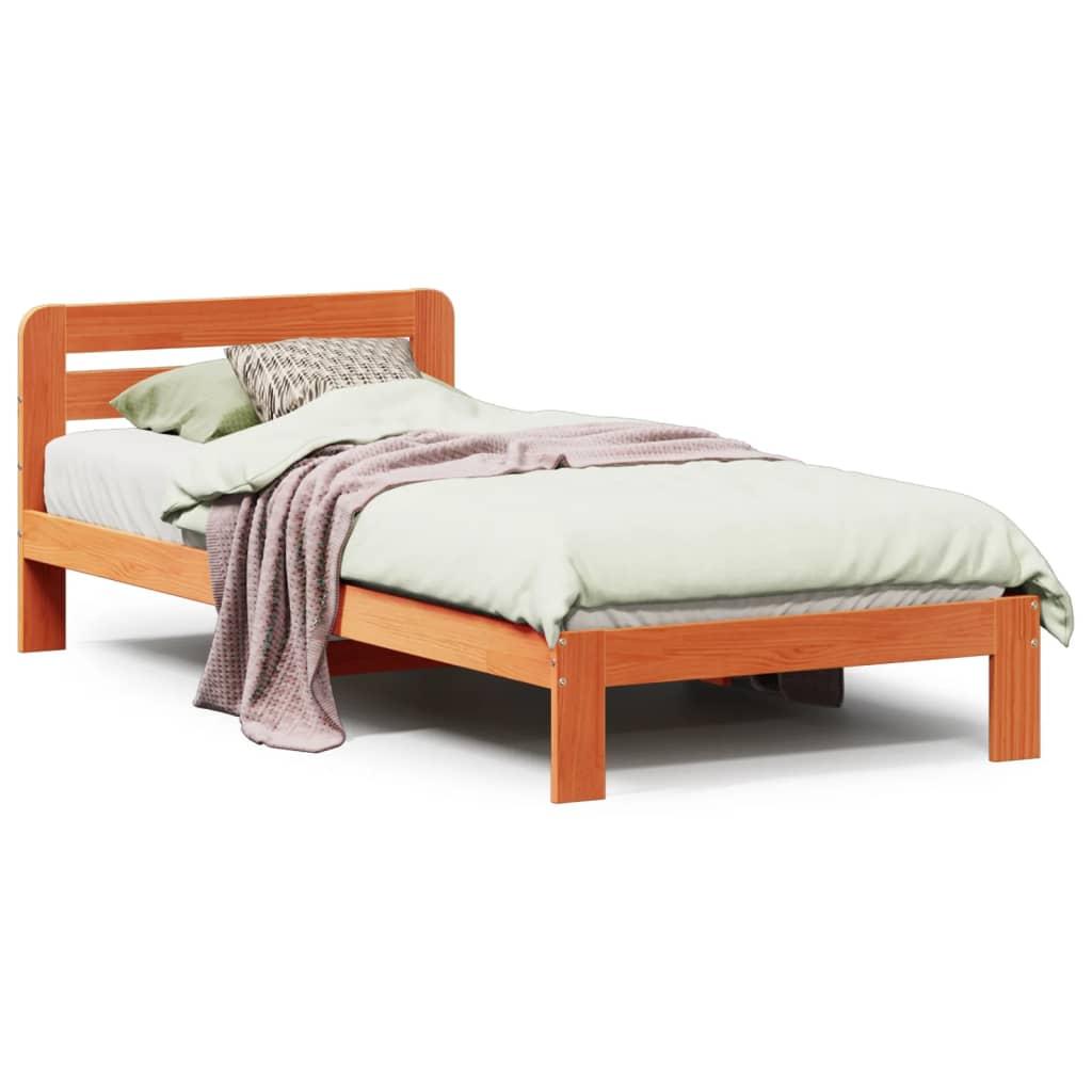 Sengeramme uden madras 90x200 cm massivt fyrretræ gyldenbrun