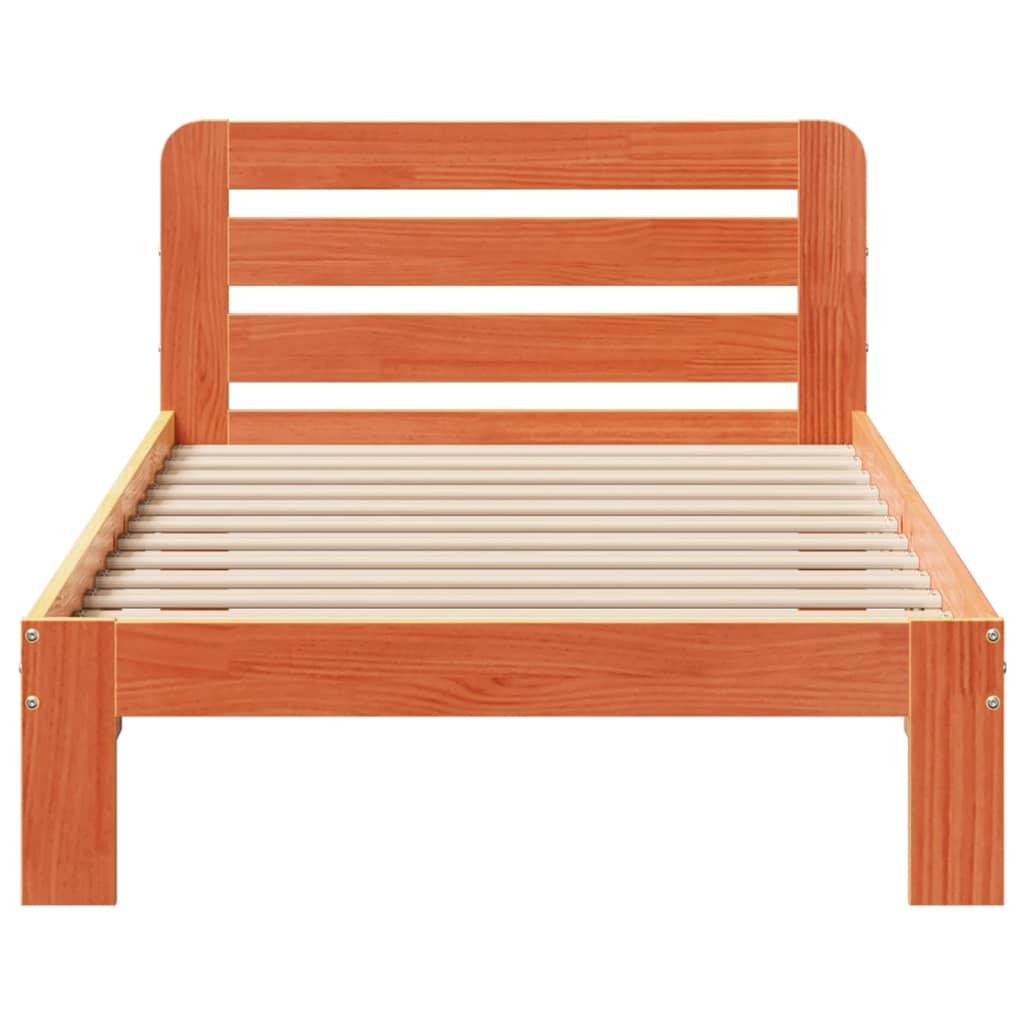 Sengeramme uden madras 90x200 cm massivt fyrretræ gyldenbrun