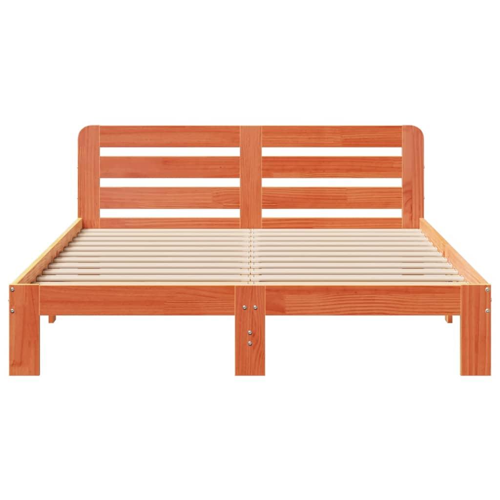 Sengeramme uden madras 150x200 cm massivt fyrretræ gyldenbrun