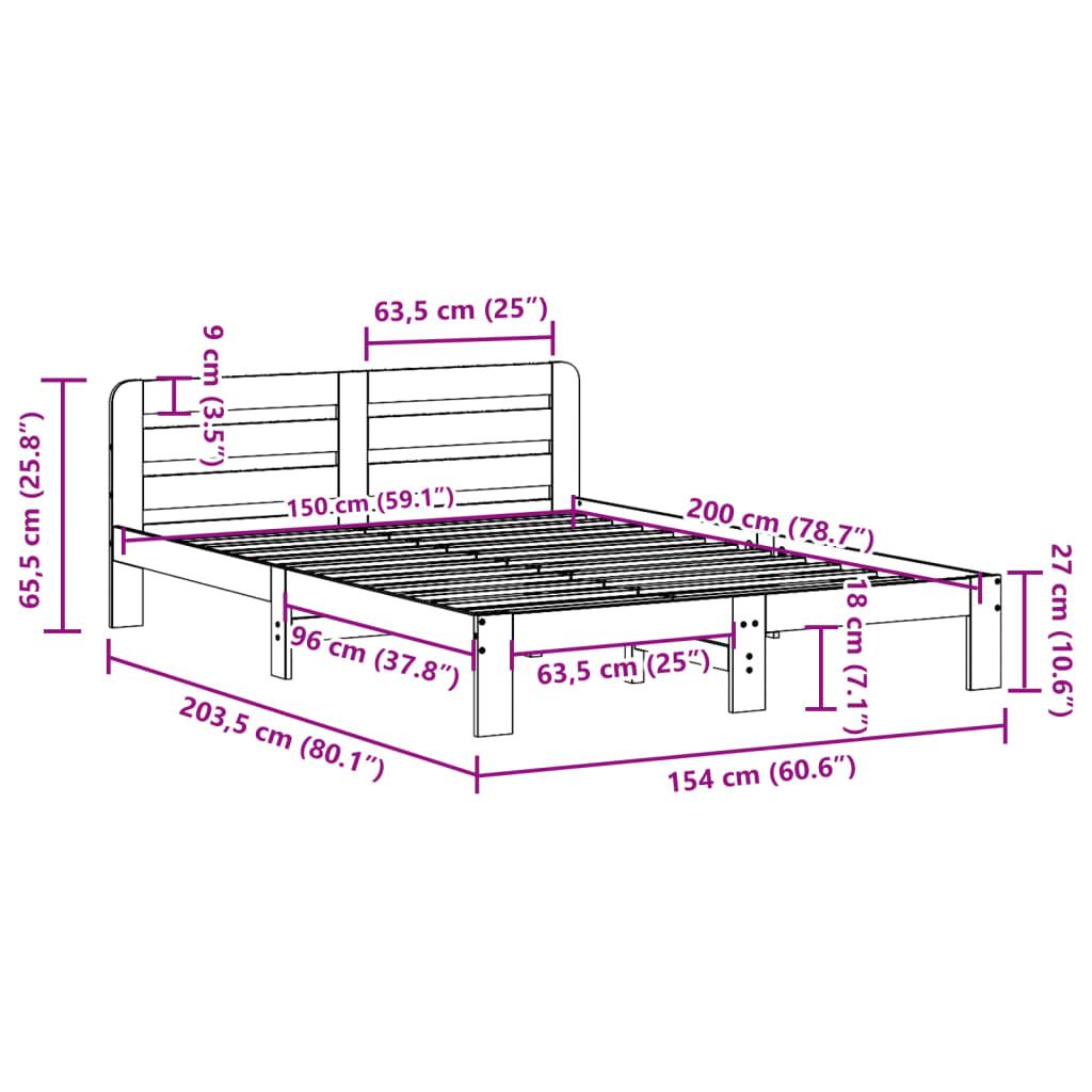 Sengeramme uden madras 150x200 cm massivt fyrretræ gyldenbrun