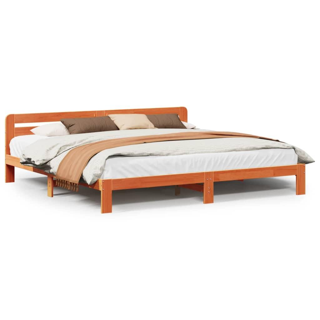 Sengeramme uden madras 200x200 cm massivt fyrretræ gyldenbrun
