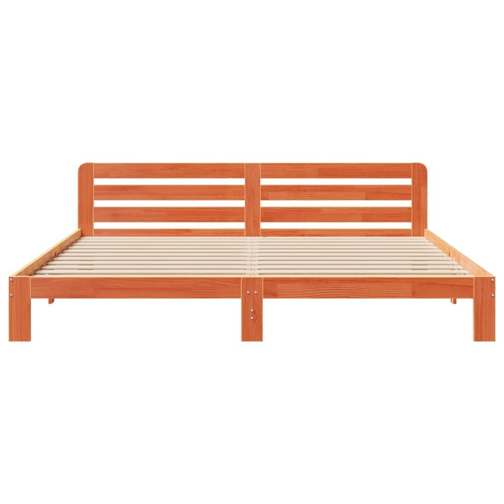 Sengeramme uden madras 200x200 cm massivt fyrretræ gyldenbrun