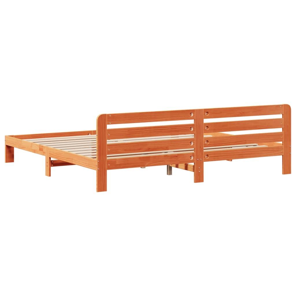 Sengeramme uden madras 200x200 cm massivt fyrretræ gyldenbrun