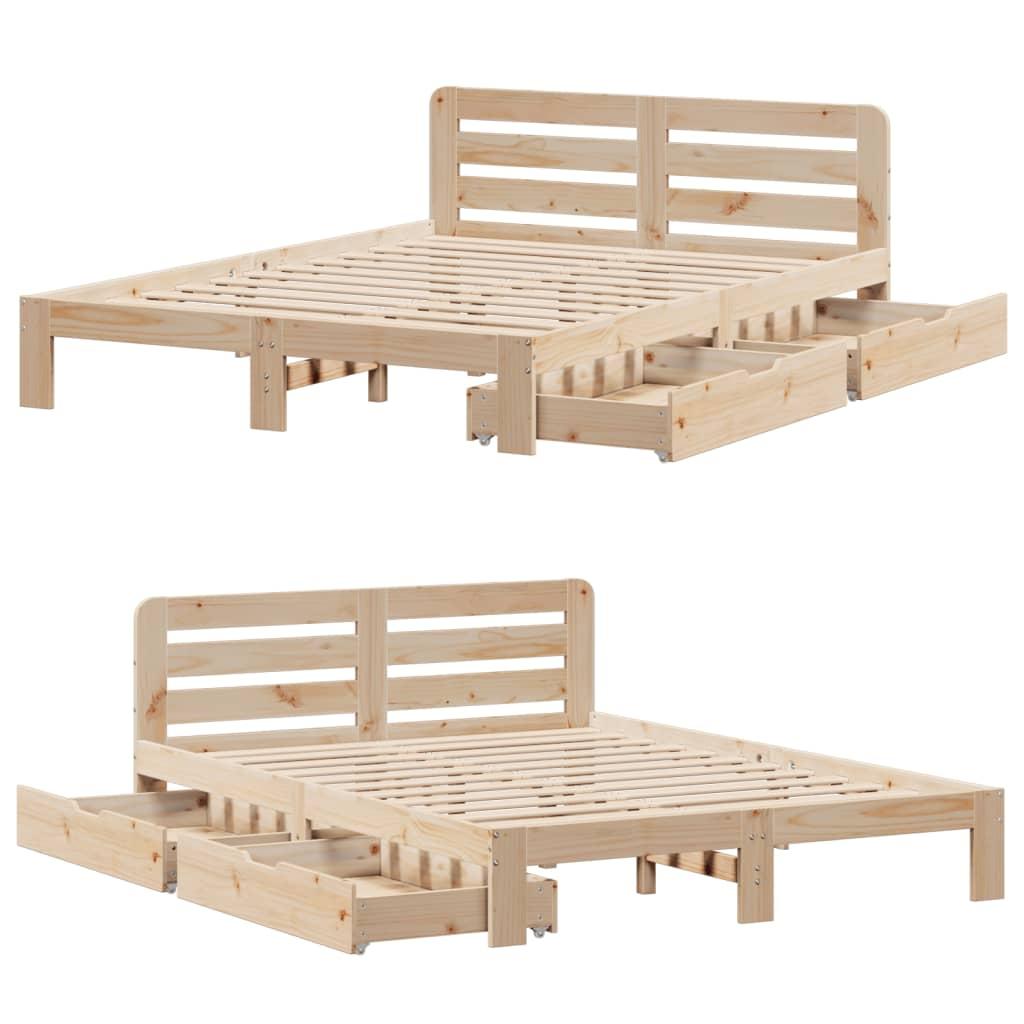 Sengeramme uden madras 150x200 cm massivt fyrretræ