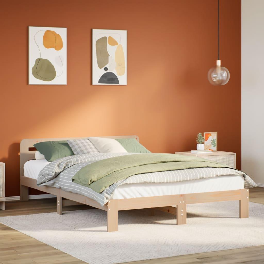 Sengeramme uden madras 135x190 cm massivt fyrretræ hvid