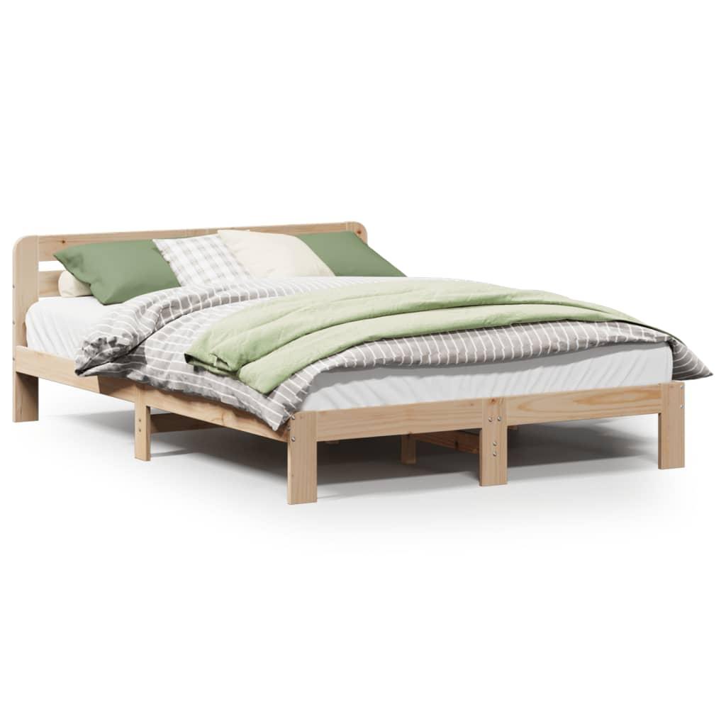 Sengeramme uden madras 135x190 cm massivt fyrretræ hvid