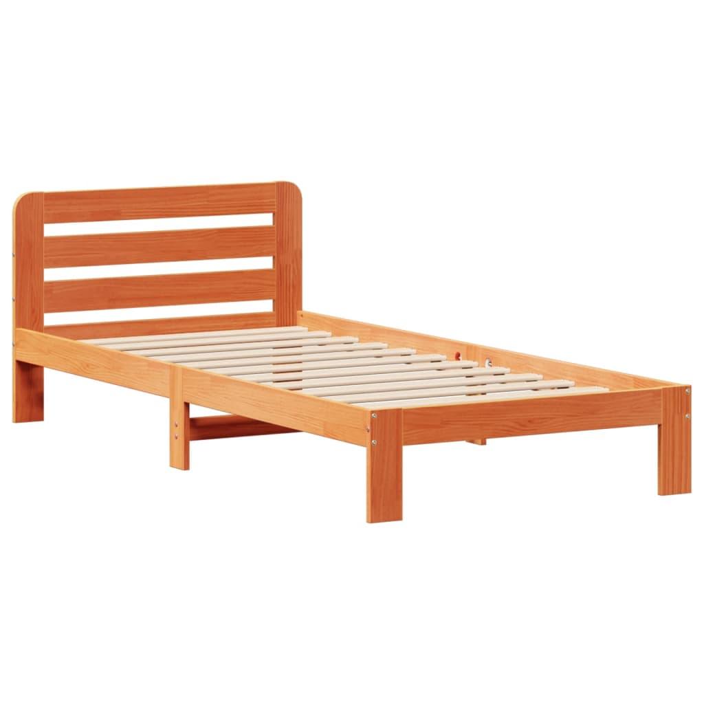 Sengeramme uden madras 90x190 cm massivt fyrretræ gyldenbrun