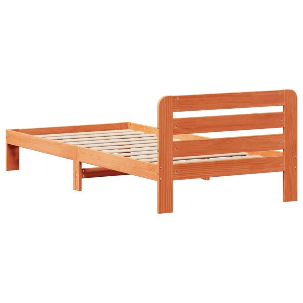 Sengeramme uden madras 90x190 cm massivt fyrretræ gyldenbrun