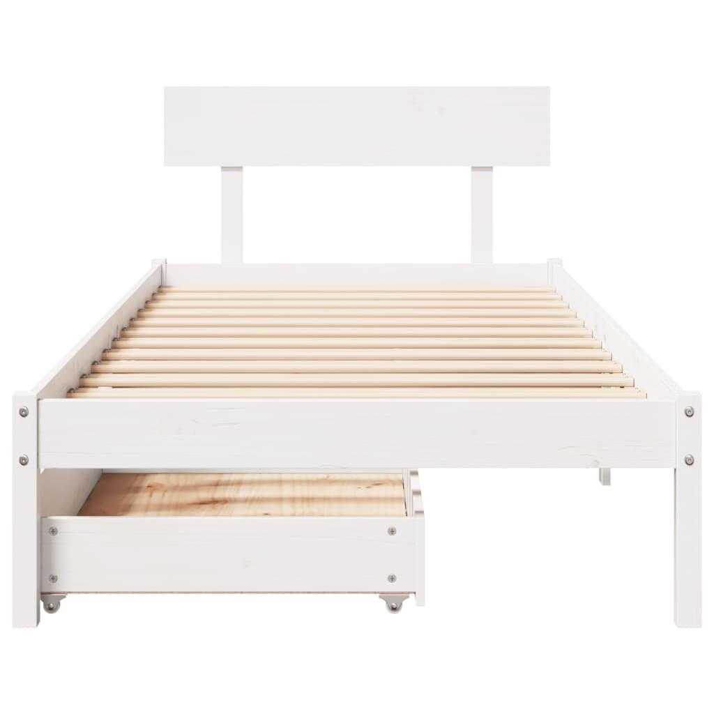 Sengeramme uden madras 90x200 cm massivt fyrretræ hvid