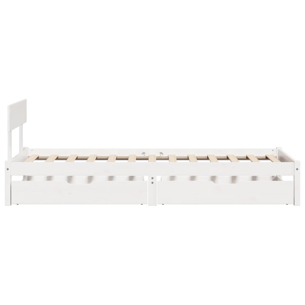 Sengeramme uden madras 90x200 cm massivt fyrretræ hvid