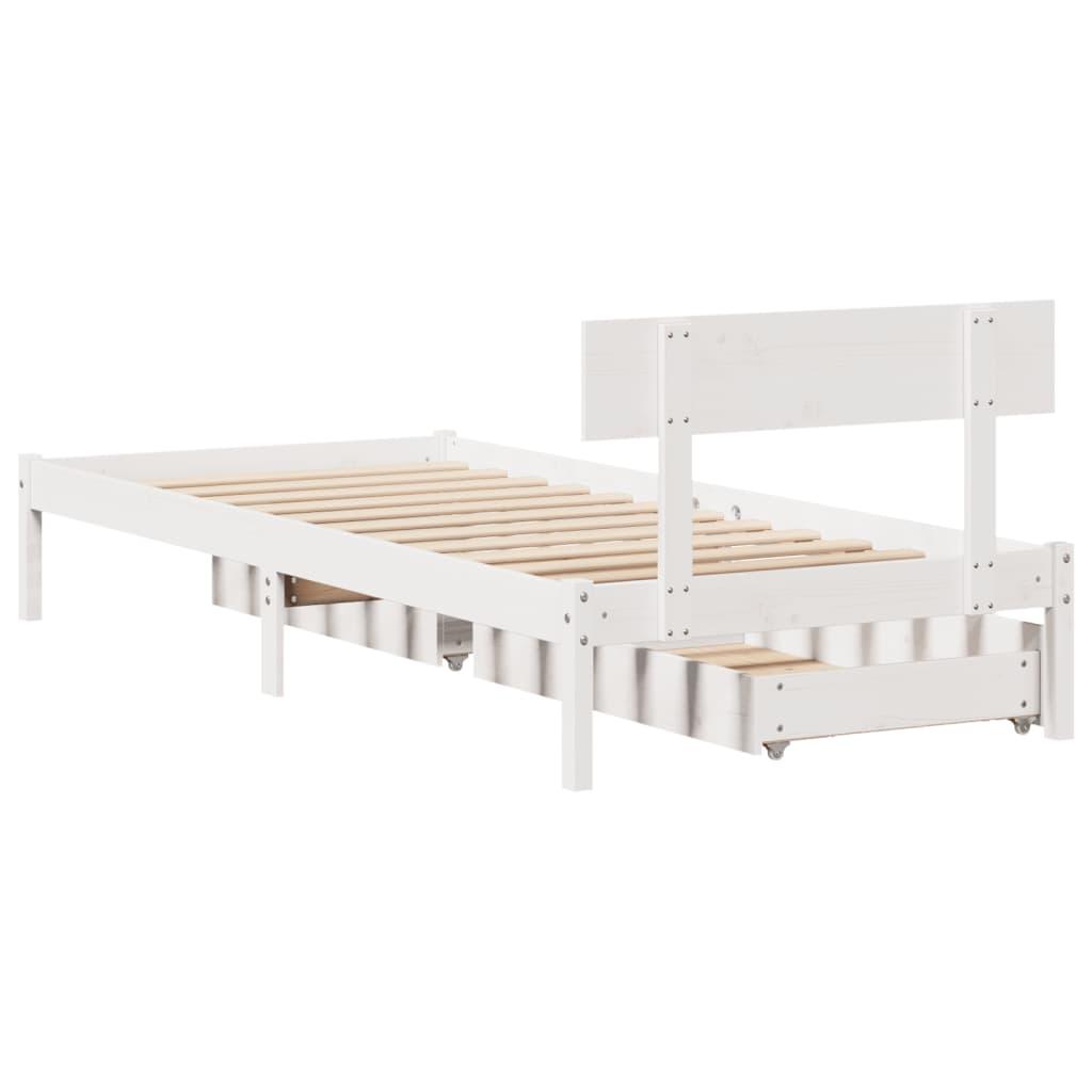 Sengeramme uden madras 90x200 cm massivt fyrretræ hvid