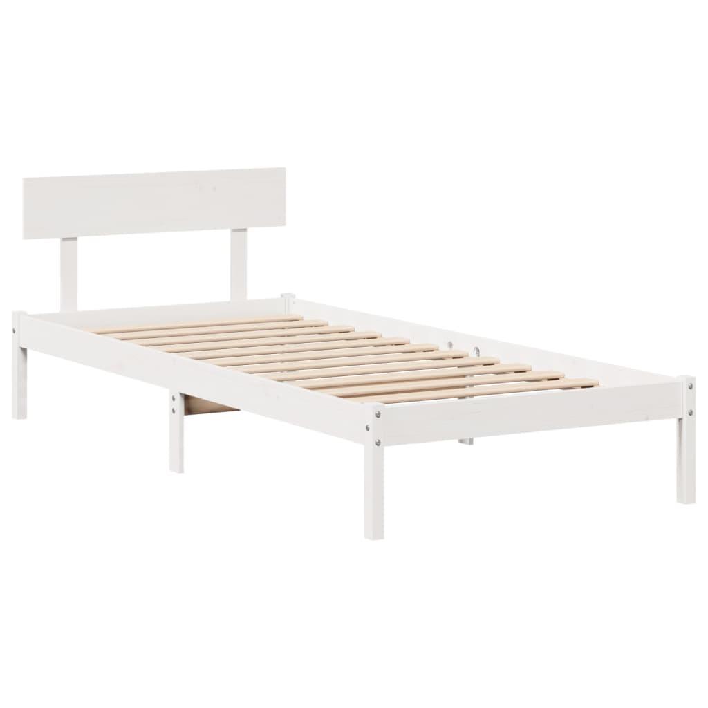 Sengeramme uden madras 90x200 cm massivt fyrretræ hvid