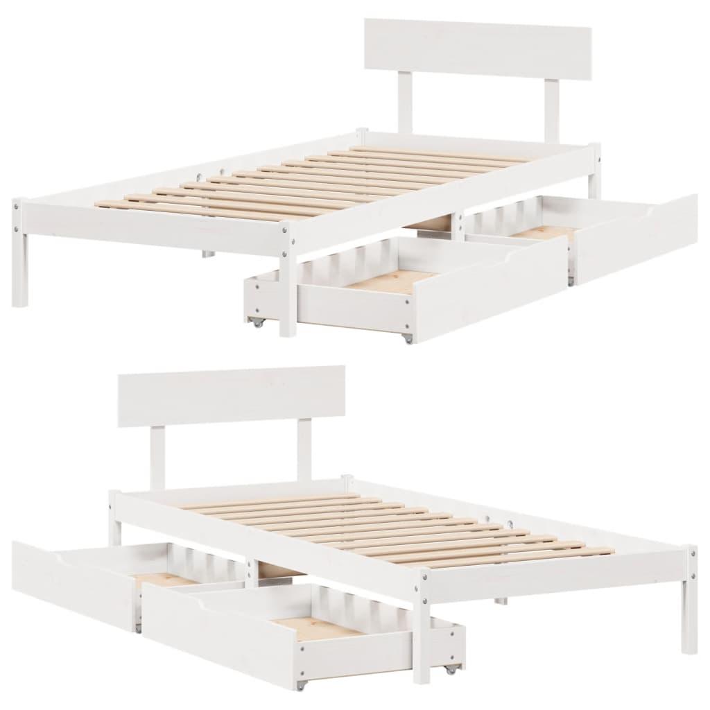 Sengeramme uden madras 90x200 cm massivt fyrretræ hvid