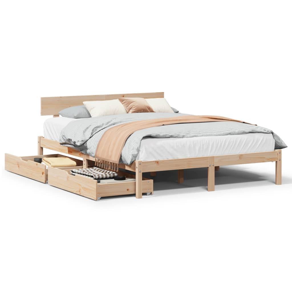 Sengeramme uden madras 135x190 cm massivt fyrretræ hvid