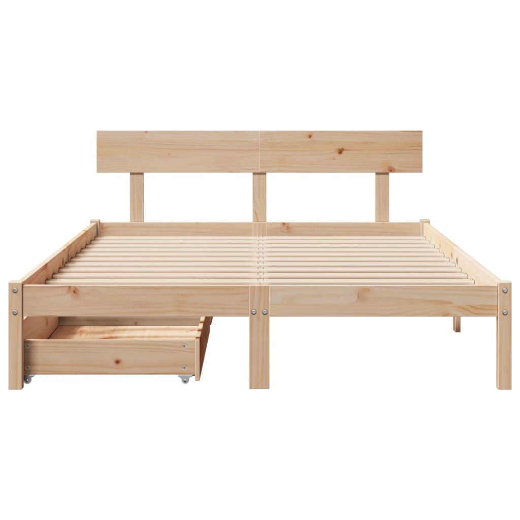 Sengeramme uden madras 135x190 cm massivt fyrretræ hvid