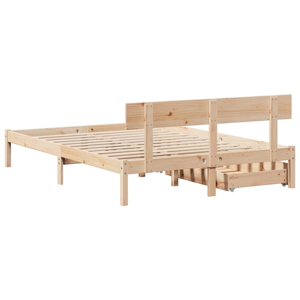 Sengeramme uden madras 135x190 cm massivt fyrretræ hvid