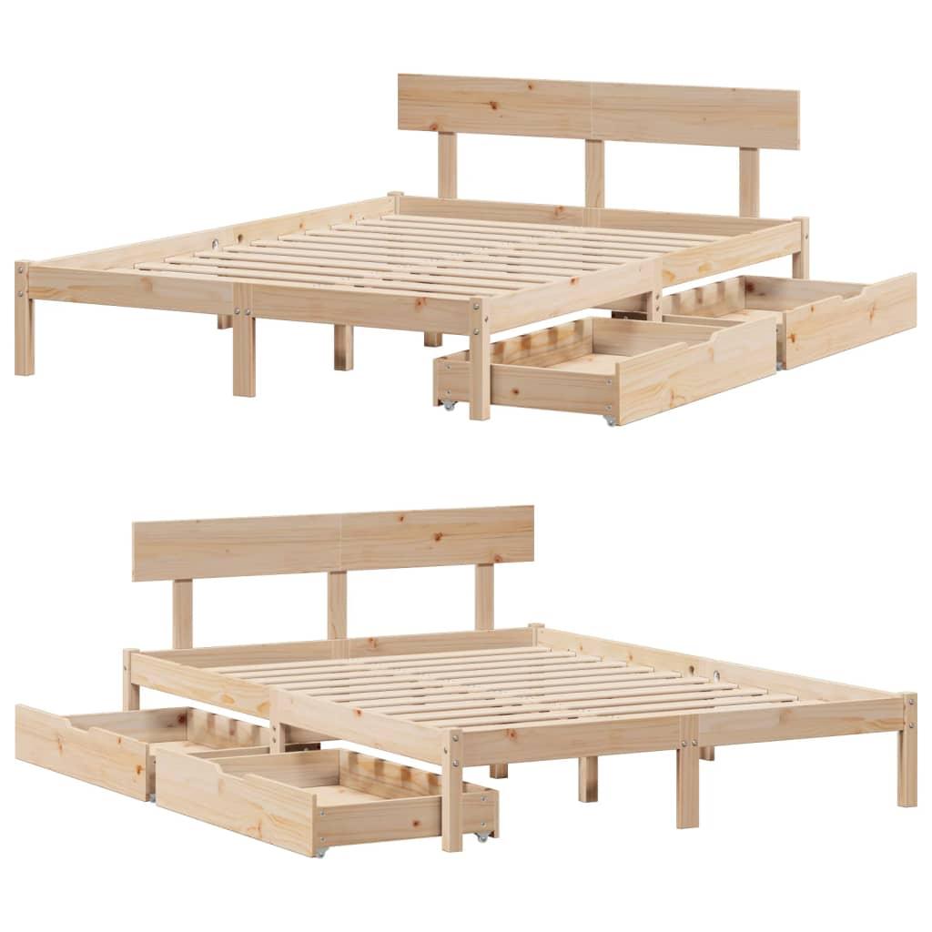 Sengeramme uden madras 135x190 cm massivt fyrretræ hvid