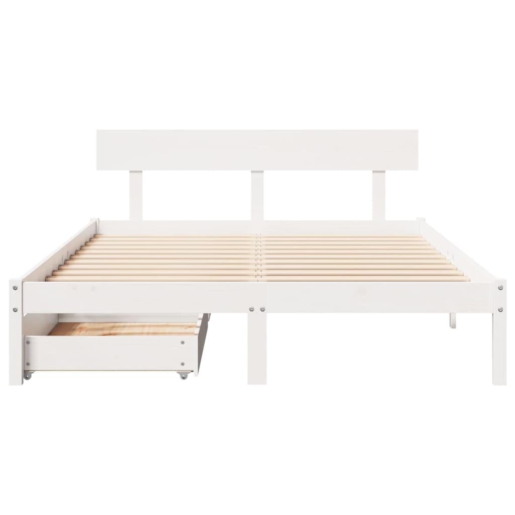 Sengeramme uden madras 160x200 cm massivt fyrretræ hvid