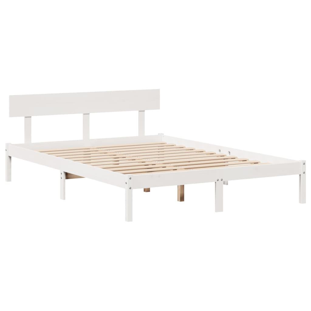 Sengeramme uden madras 160x200 cm massivt fyrretræ hvid