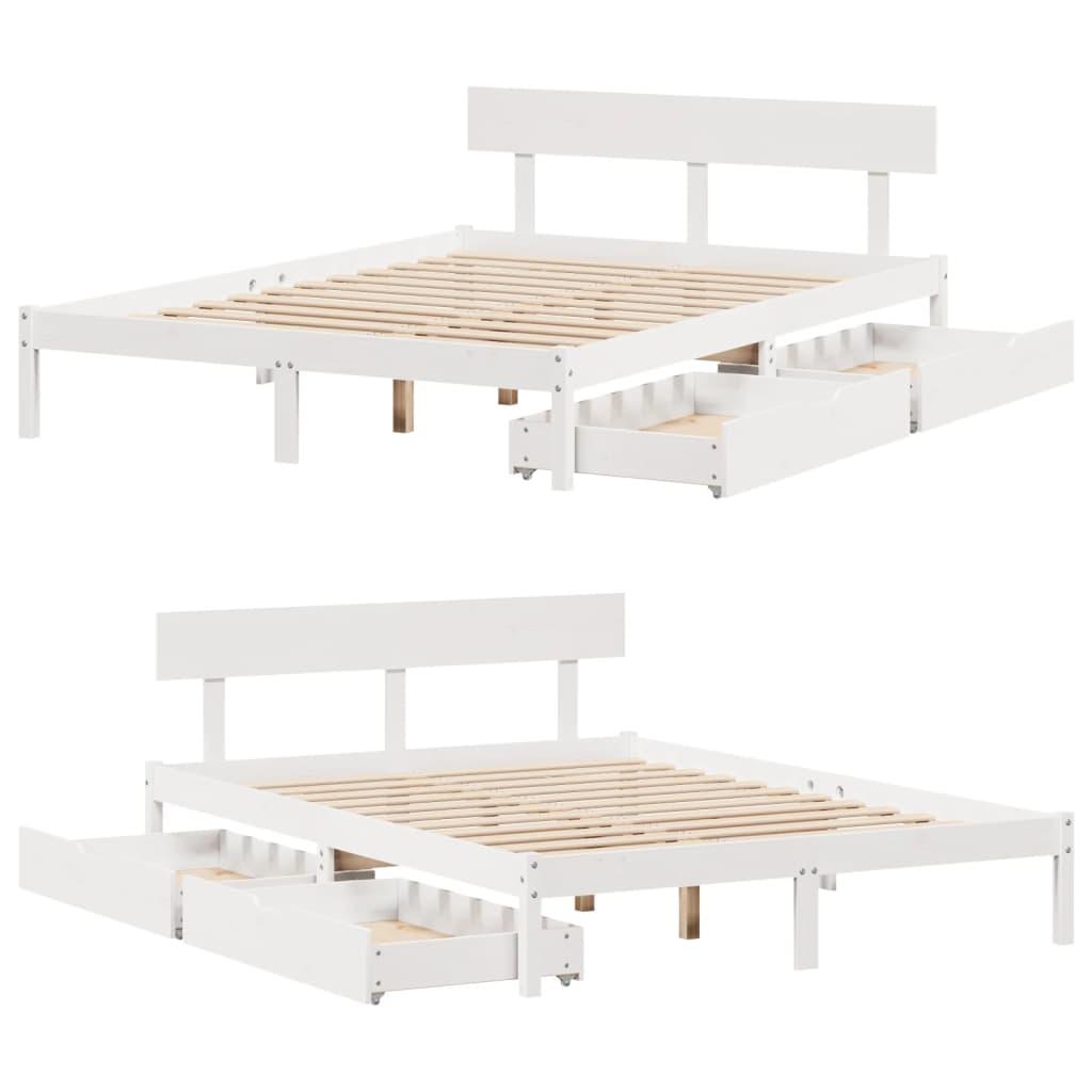 Sengeramme uden madras 160x200 cm massivt fyrretræ hvid