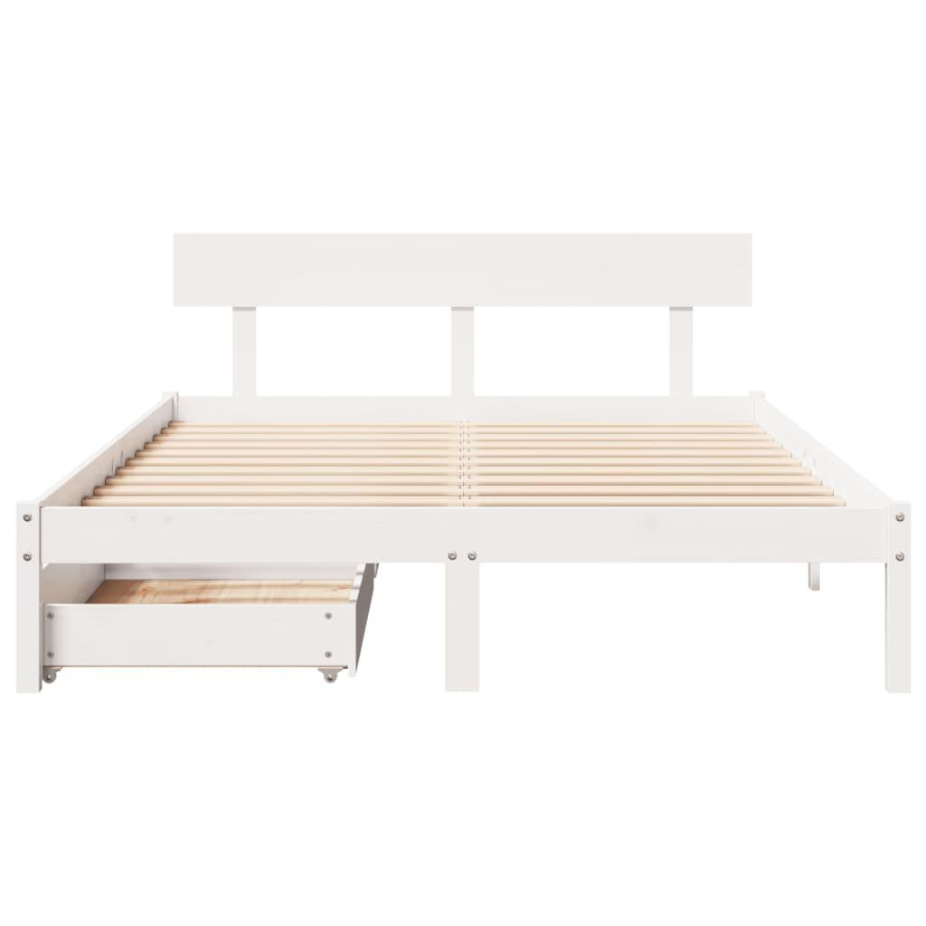 Sengeramme uden madras 120x190 cm massivt fyrretræ hvid