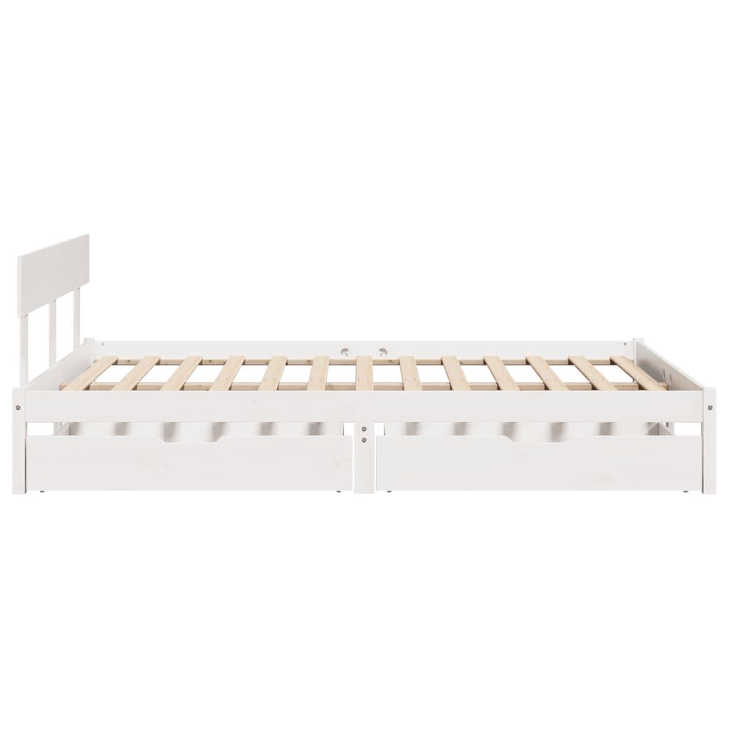 Sengeramme uden madras 120x190 cm massivt fyrretræ hvid