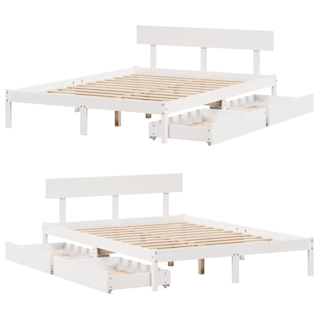 Sengeramme uden madras 120x190 cm massivt fyrretræ hvid
