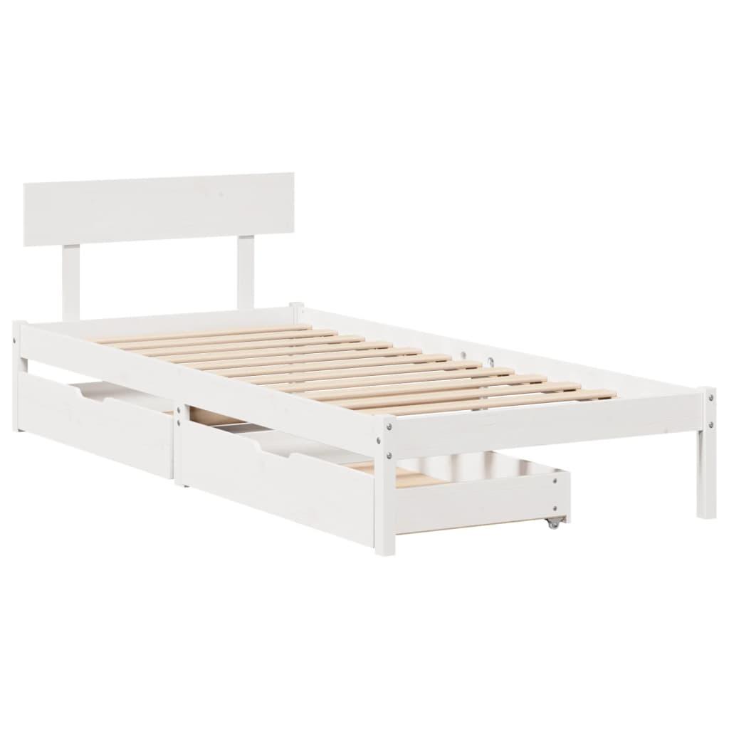 Sengeramme uden madras 75x190 cm massivt fyrretræ hvid