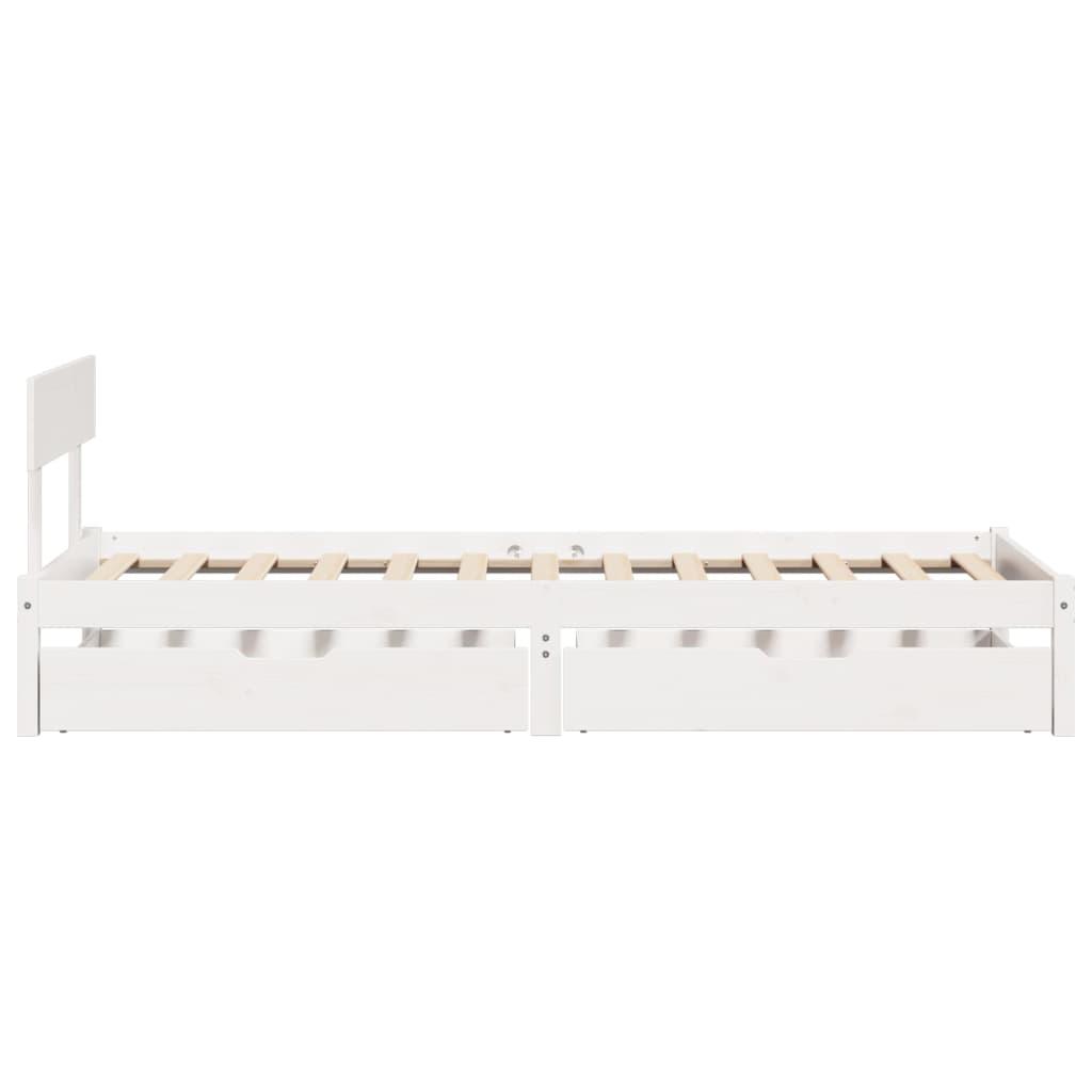 Sengeramme uden madras 75x190 cm massivt fyrretræ hvid