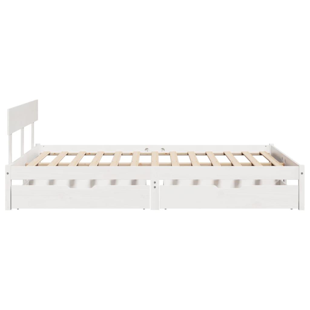 Sengeramme uden madras 150x200 cm massivt fyrretræ hvid