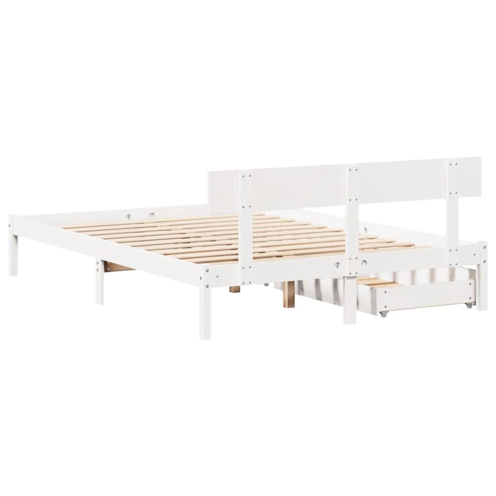 Sengeramme uden madras 150x200 cm massivt fyrretræ hvid