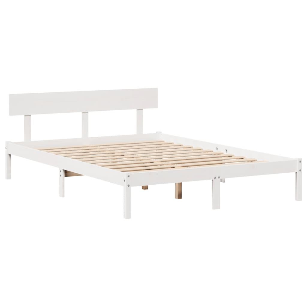 Sengeramme uden madras 150x200 cm massivt fyrretræ hvid