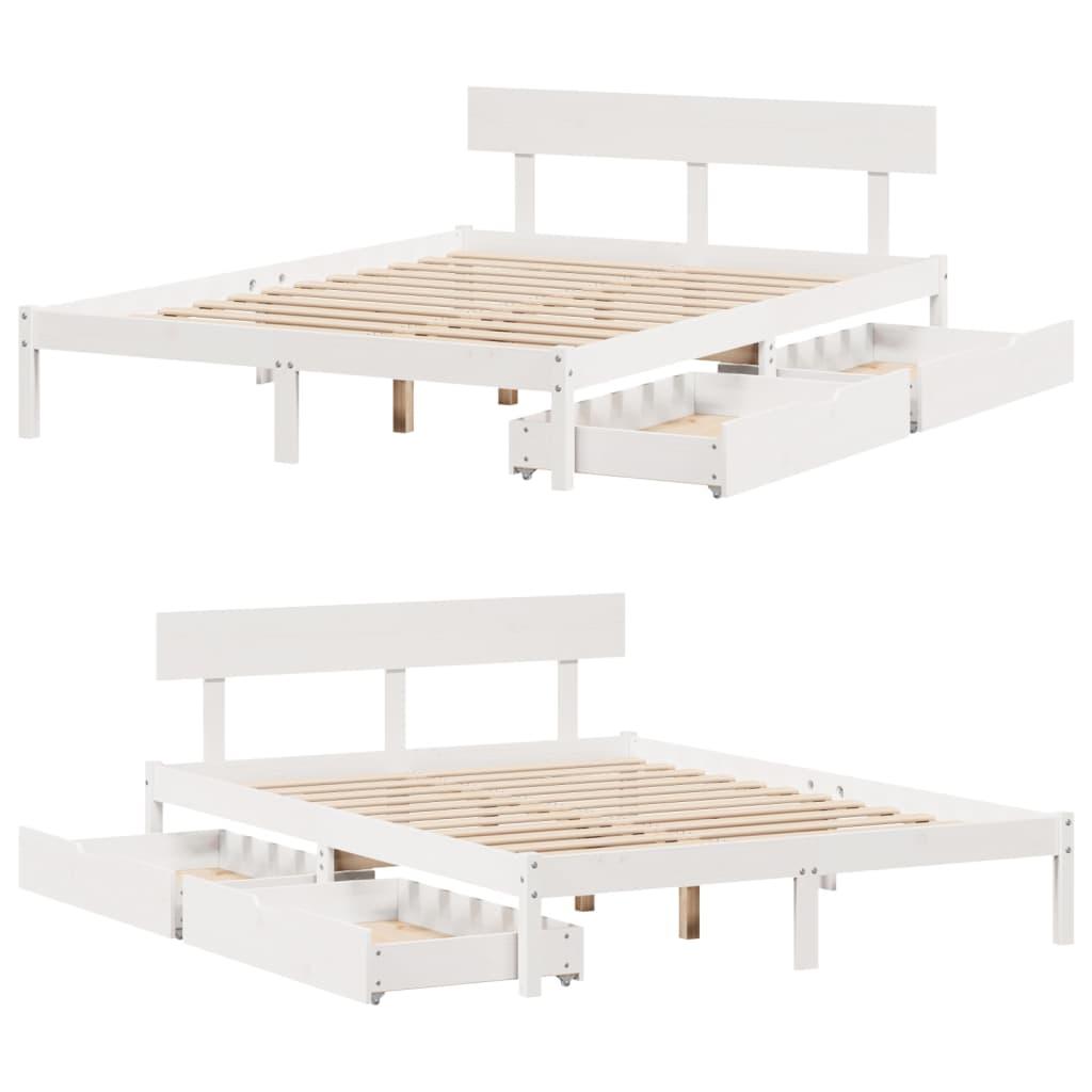 Sengeramme uden madras 140x200 cm massivt fyrretræ hvid