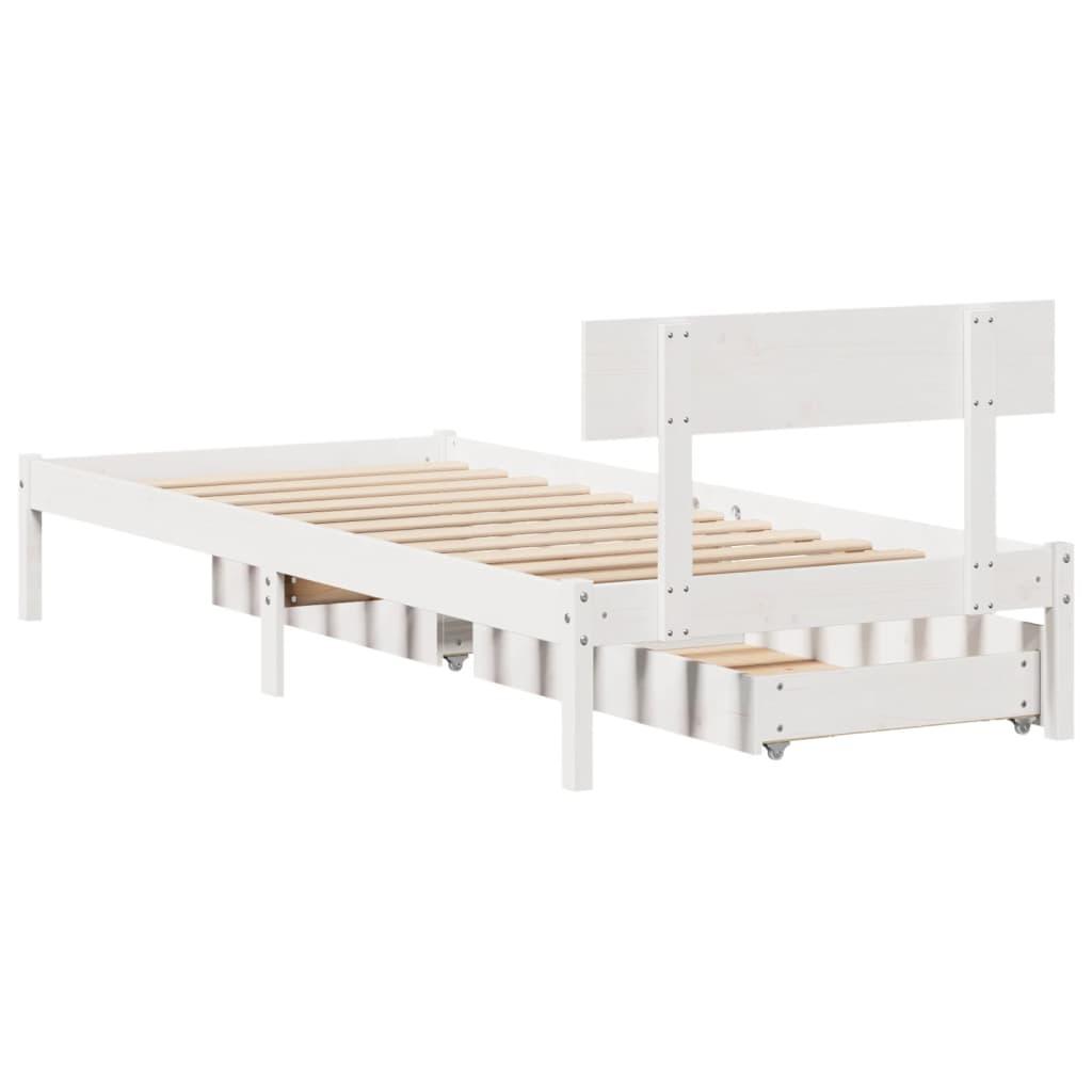 Sengeramme uden madras 90x190 cm massivt fyrretræ hvid