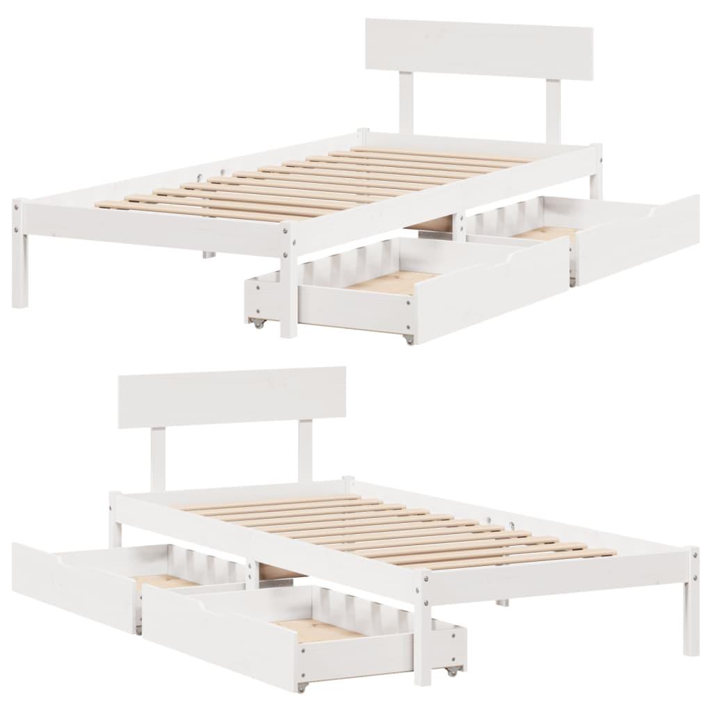 Sengeramme uden madras 90x190 cm massivt fyrretræ hvid