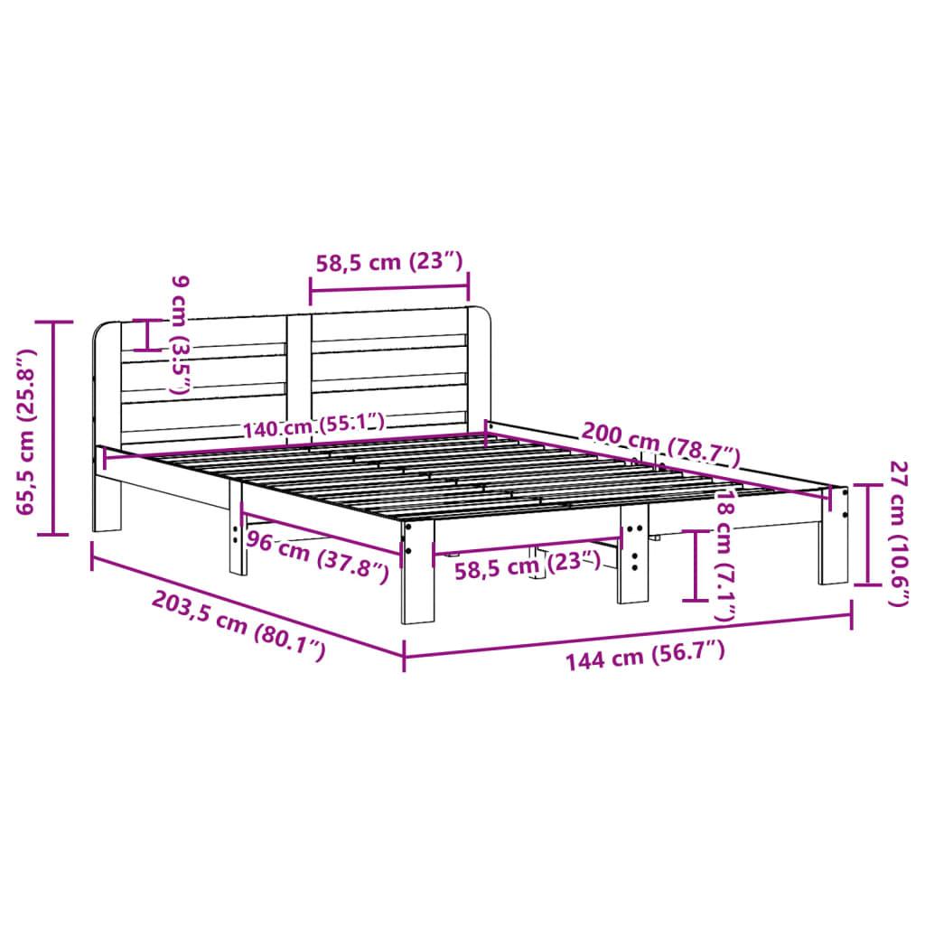 Sengeramme uden madras 140x200 cm massivt fyrretræ